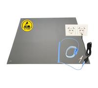 Minadax Tapis d'ordinateur antistatique ESD 60 x 40 cm, tapis de table « qualité premium » incl. brassard + rallonge 2,4 m protection ESD