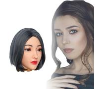 Minaky Masque Féminin en Silicone Masque de Tête d'Alice Réaliste et Doux pour Travesti Transgenre Drag Queen MTF Crossdresser Cosplay Halloween Fête(Blanc)