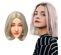 Minaky Masque Féminin en Silicone Masque de Tête de Clare réaliste et Doux pour Travesti Transgender Drag Queen Cosplay Halloween MTF Crossdresser Cosplay Halloween Fête(Jaune)
