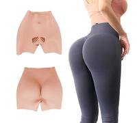 Minaky Silicone Panty Crossdresser Silicone Culotte Levage des Hanches, Entrejambe Creusé, pour Travesti Drag Queen Transgender, Jaune