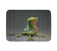 Minalo Non-Slip Bath Mat, Cartoon Lizard Green Gecko Reptile Species, Personnalised Decor Bathroom Floor Rug, 75 x 45 cm