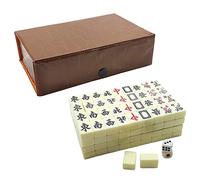 Minan Ensemble de Jeu de Mahjong Chinois, 144Pcs Carreaux Blancs Gravés pour Réunion de Famille, Jeu de Style Chinois, Loisirs en Famille