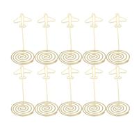 MINAOLULUS 10pcs Porte-Noms de Table en Métal Doré d'avion, Support Stable et Élégant pour Décoration Mariage et Bureau