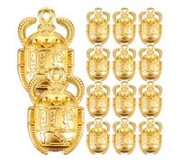 MINAOLULUS 20 Breloques Pendentif Scarabée en Métal Doré, Mini Charme Scarabée DIY pour Collier et Bracelet, Accessoires Artisanaux Créatifs, Bijoux Égyptiens Vintage, Lot 20 Pièces