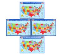 MINAOLULUS 4 Pièces Carte Murale des États Américains en Papier Uv, | Indique Clairement États et Grandes Villes, Mise en Page Intuitive, Résistance la Décoloration, pour Bureaux et Écoles