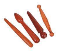 MINAOLULUS 4 Pièces Massager Bâton de Massage par Acupression en Bois Marron Rouleau de Massage Précis pour Réflexologie Plantaire Ponctuel pour Usage à Domicile