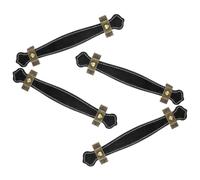 MINAOLULUS 4 Pièces Poignées de Tiroir en Cuir Pu Noir, Alliage de Zinc, Résistantes à L'usure, Design Simple, Faciles à Installer pour Armoires et Placards