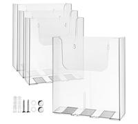 MINAOLULUS 4 Pièces Porte-brochures en Acrylique A4, Présentoir Vertical | Dos Plat Incliné, Ouverture Frontale, Fixation Murale Incluse, pour Courrier et Documents A4