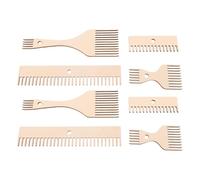 MINAOLULUS 8 Pièces Peigne à Métier à Double Extrémité en Bois Lisse Beige, Léger et Portable, Accessoire Artisanal pour Projets de Tissage et Fabrication de Tapis DIY