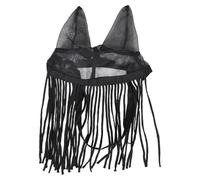 MINAOLULUS Anti-Mouches pour Chevaux avec Oreilles, de Tête de Cheval à Franges, Polyester Noir, Installation Facile, pour Usage Quotidien par Temps Chaud