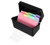 MINAOLULUS Boîte de Classement de Fiches Bristol Noire avec 100 Fiches Index Colorées 3 Pouces, Étiquettes Adhésives Blanches Incluses, Rangement Organisé pour Bureau et Maison