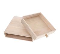 MINAOLULUS Boîte de Rangement pour Sachets de Thé en Bois Brut, Tiroir Simple 22x22,5x5,5 Cm, Artisanat Bois Naturel, Organiseur Loisirs Créatifs, Mini Boîte à Bricolage Polyvalente