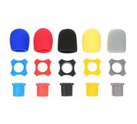 MINAOLULUS Bonnettes de Microphone Mousse 5 Pièces, Housses de Protection Anti-éclaboussures, Couleurs Noir Rouge Bleu Gris Jaune, Manchons pour Micro Ktv, Accessoires Micro Professionnels