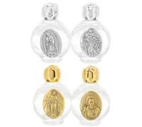 MINAOLULUS Bouteilles Eau Bénite en Verre Lot de 4 Décoratives Motif Aléatoire, Flacons Vides pour Parfums ou Eau Bénite, Adaptées aux Fêtes Religieuses Style Aléatoire