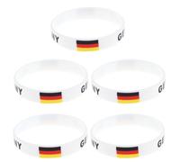 MINAOLULUS Bracelet Imprimé Drapeau du Pays 5 Pièces en Silicone Blanc | Confortable à Porter, Taille Unique, pour Matchs et Jeux, Lot de 5 Pièces