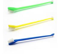 MINAOLULUS Brosse à Dents pour Chien 2pcs Design Incliné et Poils Effilés en Plastique, Double Tête Grosse et Petite, pour Soins Dentaires Quotidiens Couleur Aléatoire