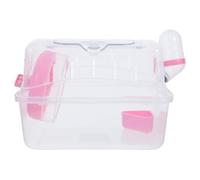 MINAOLULUS Cage de Transport pour Hamster et Cochon d'Inde en Acrylique Transparent, Modèle Portable Fond Transparent Rose, Boîte Robuste en Plastique, pour Voyages Extérieurs et Usage
