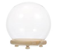 MINAOLULUS Cloche en Verre Lumineuse 12 Cm Base en Bois, Couvercle Transparent pour Fleurs Stabilisées et Micro-paysages, Décoration Intérieure pour Salon et Bureau