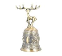 MINAOLULUS Clochette à Main Rétro en Alliage de Zinc Motif Cerf et Fleur Rose, Cloche de Service Bruyante Légère, Accessoire pour Bureau, Bar, Restaurant et Fêtes, 1 Pièce