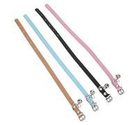 MINAOLULUS Collier pour Chien en Cuir Pu Doux avec Clochette, Lot de 4 Pièces, Collier Ajustable pour Petits Chiens, pour Entraînement et Course