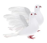 MINAOLULUS Colombes Artificielles Blanches en Plume et Mousse, Lot de 2 Pièces, Décorations pour Mariage et Arrangements Floraux, Ornement Réaliste de Colombe