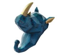 MINAOLULUS Crochet Mural Décoratif Tête de Rhinocéros en Résine Bleu, Patère Murale Animaux pour Manteau et Chapeau, Décoration Murale Pratique pour Salle de Bain ou Housewarming