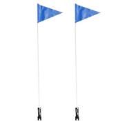 MINAOLULUS Drapeau de Sécurité pour Vélo Réfléchissant 190 Cm Mât Ajustable Bleu, Lot de 2 Sets de Ensembles, Accessoires Cyclisme pour Signalisation et Décoration Extérieure