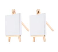MINAOLULUS Ensemble de Mini Chevalets en Bois Blanc 10x10cm Pré-apprêtés pour Peinture et Dessin, Kit Créatif pour Décoration de Mariage ou Exposition de Cartes