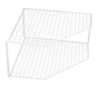 MINAOLULUS Étagère d'angle la Cuisine Multifonction en Fer Peint Blanc, Double Niveau Grille Renforcée, Hauteur 18 Cm, Support Rangement Casseroles et Poêles, Organiseur Gain de Place