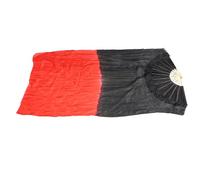 MINAOLULUS Éventail de Danse du Ventre Dégradé Noir et Rouge en Fausse Soie 150 Cm, Accessoire Pliable Ossature Bambou 31 Cm, Éventail pour Danse Traditionnelle Chinoise et Spectacles