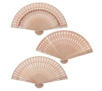 MINAOLULUS Éventails Pliants de Style Chinois Lot de 3 pour Femmes en Matériau Synthétique Kaki, Pliables et Faciles à Transporter, Décoration Maison Élégante