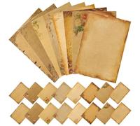MINAOLULUS Feuilles de Papier à Lettres Vintage en Kraft Imprimé, 24 Pièces, Papeterie Rétro pour Rédaction, Invitation et Cartes de Remerciements, Format Portable Adapté à L’écriture