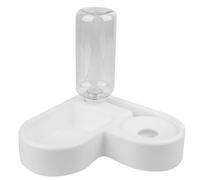 MINAOLULUS Gamelle Double pour Animaux de Compagnie Murale en Plastique Blanc 500 ML avec Distributeur Automatique d'eau Antidérapante, Design Compact D’Angle, Compatible Chats et Chiens,