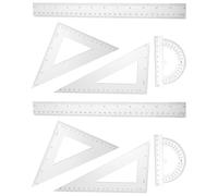 MINAOLULUS Jeux de 2 Kits Géométriques 4 Pièces Transparents 30 Cm, Règle, Équerre Isocèle, Rapporteur Fournitures Scolaires Précises pour Bureau, École et Dessin Technique
