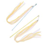 MINAOLULUS Jouets pour Chat Interactifs Clochette, Lot de 2 Bâtons | Bâtonnets en Plastique Ruban, Jouets pour Chatons et Chats, Jeu Intérieur, Lot de Deux Pièces Couleur Aléatoire