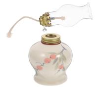 MINAOLULUS Lanterne à Pétrole Vintage en Céramique Abat-Jour en Verre, Lampe à Pétrole Classique Réglable pour Éclairage de Secours Intérieur et Lampe Tempête de Camping Couleur Aléatoire