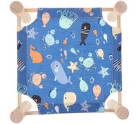 MINAOLULUS Lit de Camp pour Hamster M Motif Océan Hamac Respirant en Bois Surélevé Accessoire pour Petits Animaux Nid Confortable pour Hamster Cochon D’Inde Hérisson -