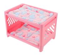 MINAOLULUS Lit Superposé Double Couche pour Petits Animaux, Ensemble 5 Pièces Matelas et Couvertures Douces, Peluche et Plastique, Litière Résistante pour Cochons d'Inde, Couleur Aléatoire