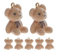 MINAOLULUS Lot de 10 Breloques Ours en Peluche Floconnées Café Clair à Suspendre, Accessoires DIY pour Boucles D'oreilles, Colliers et Création de Bijoux Artisanaux, Charms Résine