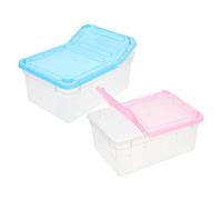 MINAOLULUS Lot de 2 Boîtes D’élevage pour Reptiles et Amphibiens, Petite Taille, Plastique Transparent Solide Système de Ventilation, Terrarium Portable Professionnel pour Lézards, Tortues