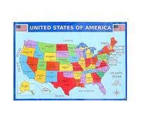 MINAOLULUS Lot de 2 Cartes Murales Plastifiées de L'amérique 50×35 Cm - Affiche Éducative des États-unis pour Salle de t Chambre - Carte Géographique Détaillée et Colorée