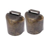 MINAOLULUS Lot De 2 Cloches De Vache en Métal Cuivre Ancien Cloche Anti-Perte Bruyante Taille Moyenne Ornements De Pâturage pour Collier Animaux De Ferme