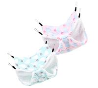 MINAOLULUS Lot de 2 Lits Suspendus pour Hamster en Tissu Doux, Hamac Suspendu Respirant Vert et Rose, Nid Confortable pour Petits Animaux, Hamac-balançoire pour Cage et Habitat, Accessoires