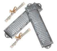 MINAOLULUS Lot de 2 Mezouzahs Religieuses en Métal 132 Mm avec Parchemin, Décoration Intérieure Sacrée pour Porte D'entrée, Symboles Juifs et Bénédiction Maison, Ornement Catholique Chargé