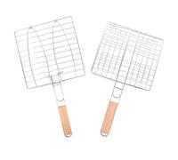 MINAOLULUS Lot de 2 Paniers à Poisson en Métal pour Barbecue Extérieur, Grillades de Camping, Maille Robuste et Pliable, pour Griller Poissons et Légumes, Accessoires Cuisine pour Grillades