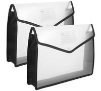 MINAOLULUS Lot de 2 Pochettes Portefeuille A4 Blanches Étanches Bouton Pression, Paquet de Rangement pour Documents Bureau et Voyage, Organiseur de Fichiers Plastique Transparent, Protection