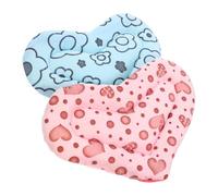 MINAOLULUS Lot de 2 Tapis de Couchage Chaud pour Petits Animaux, Coussin Thermique pour Hamster et Cobaye, Nid Douillet en Tissu Doux Bleu Floral et Rose Cœur, pour Cage et Hiver,