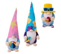 MINAOLULUS Lot de 3 Poupées Gnomes Océaniques Décoratives D’été Surf, Ballon de Plage et Glace, Ornement Artisanal Coloré pour Bureau, Maison et Déco Plage, GNOME de Bureau Original
