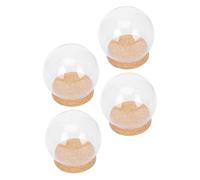 MINAOLULUS Lot de 4 Couvercles en Verre Transparent pour Fleurs Éternelles Bouchon en Liège, Diamètre 10 Cm, Couverture Décorative pour Fleurs Stabilisées, pour Décoration Intérieure
