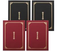 MINAOLULUS Lot de 4 Couvertures de Certificat A4 en Papier, Finition Dorure à Chaud Noir et Rouge Foncé, Porte-certificats pour Diplômes et Récompenses, Dossier Décoratif Pratique
